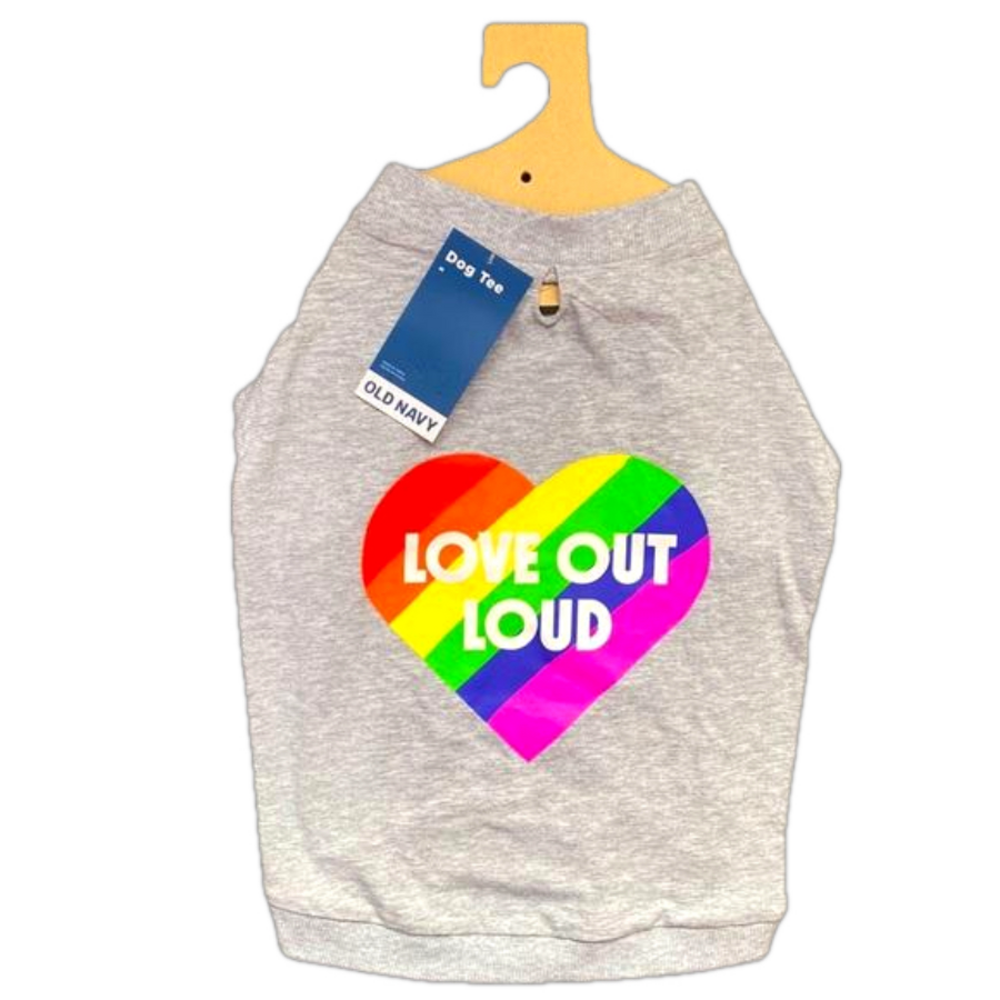 Pet Dog Gay Pride “Live Out Loud” Rainbow Tee Shirt - Size Medium - Brand New